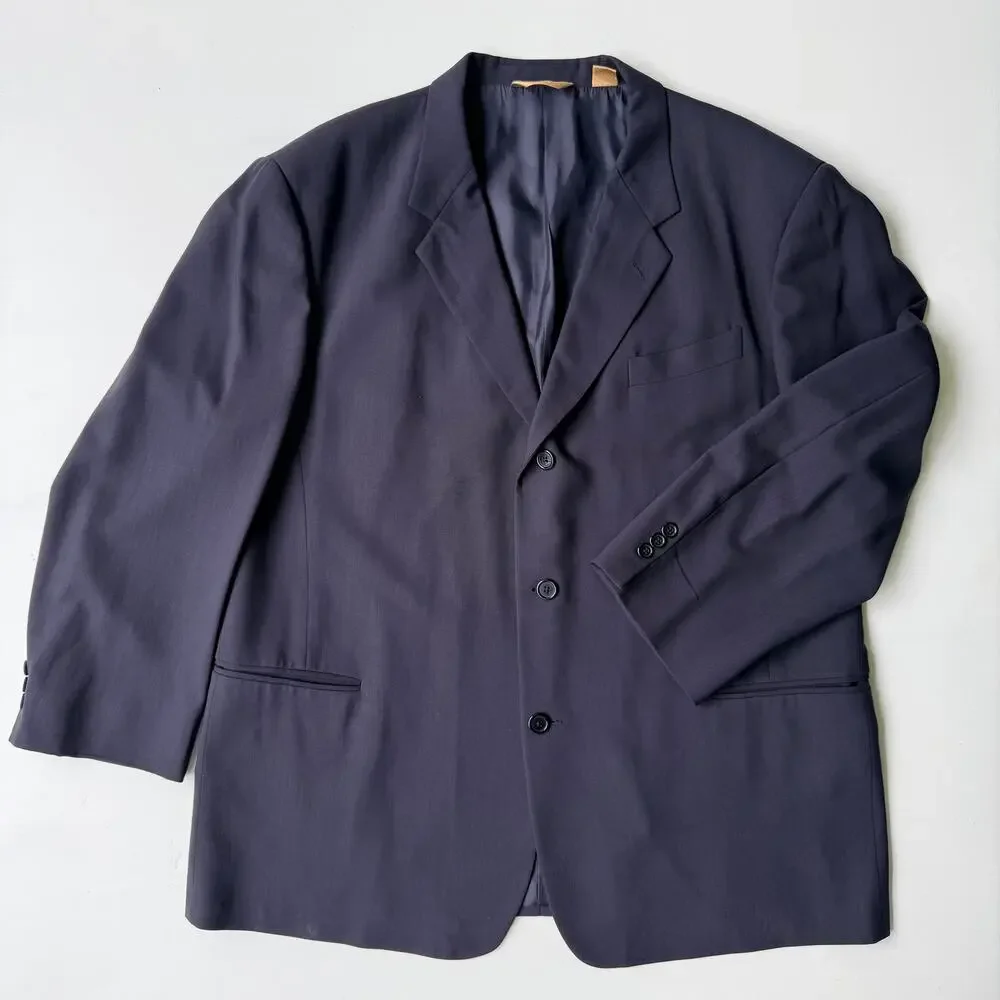 Vintage Donna Karan Signature Men's XL Wool Blazer Sport Coat Made in Italy Navy
